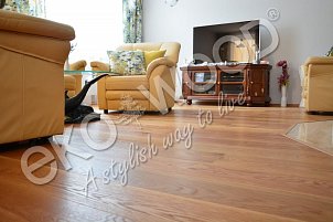 EKOWOOD European oak, 1 strip, brushed 13,5 x 185 mm, PU OSMO Hard wax oil 3032, shade silk semi-matt