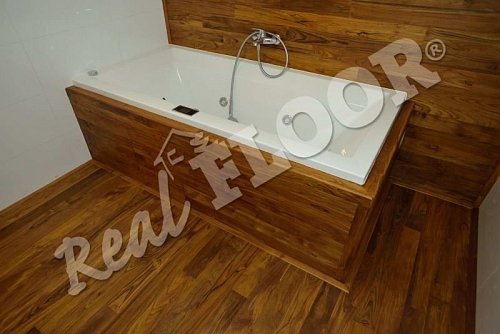 REAL FLOOR  Teak, 15 x 90 mm, treated with OSMO Polyx-Oil Original, shade no. 3032 Clear Satin